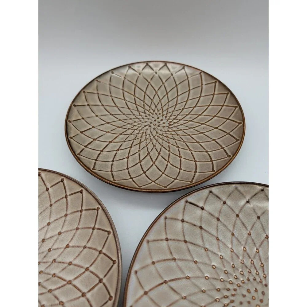 Pier 1 Reactive Geometric Spiral Design Salad Plates 8